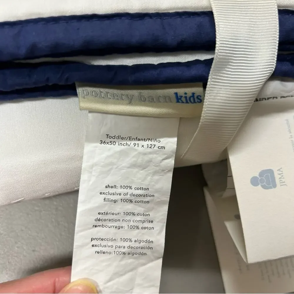 Pottery Barn Baby Quilt Hamptons Whale Bedding Cover Toddler Bed Crib Stripe NWT